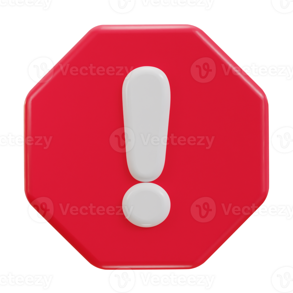 3d exclamation sign warning or danger risk message alert problem icon png