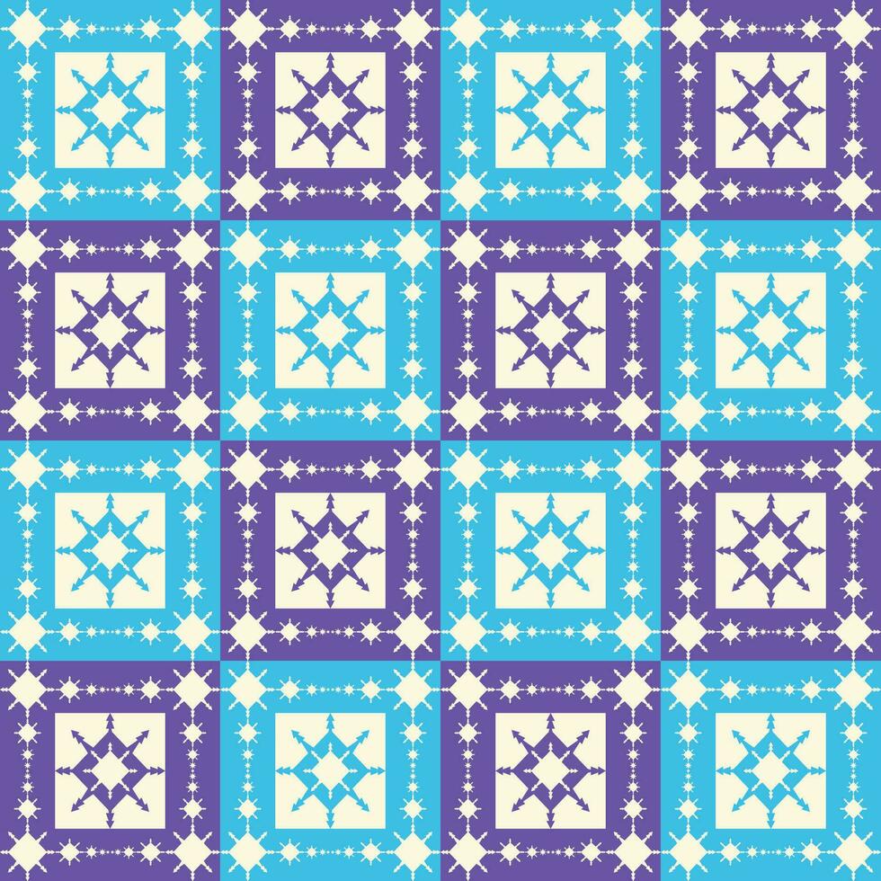 sky blue purple traditional color nordic snowflake square shape vector
