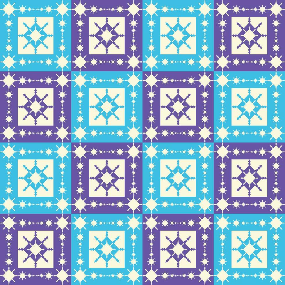 sky blue purple traditional color nordic snowflake square shape vector