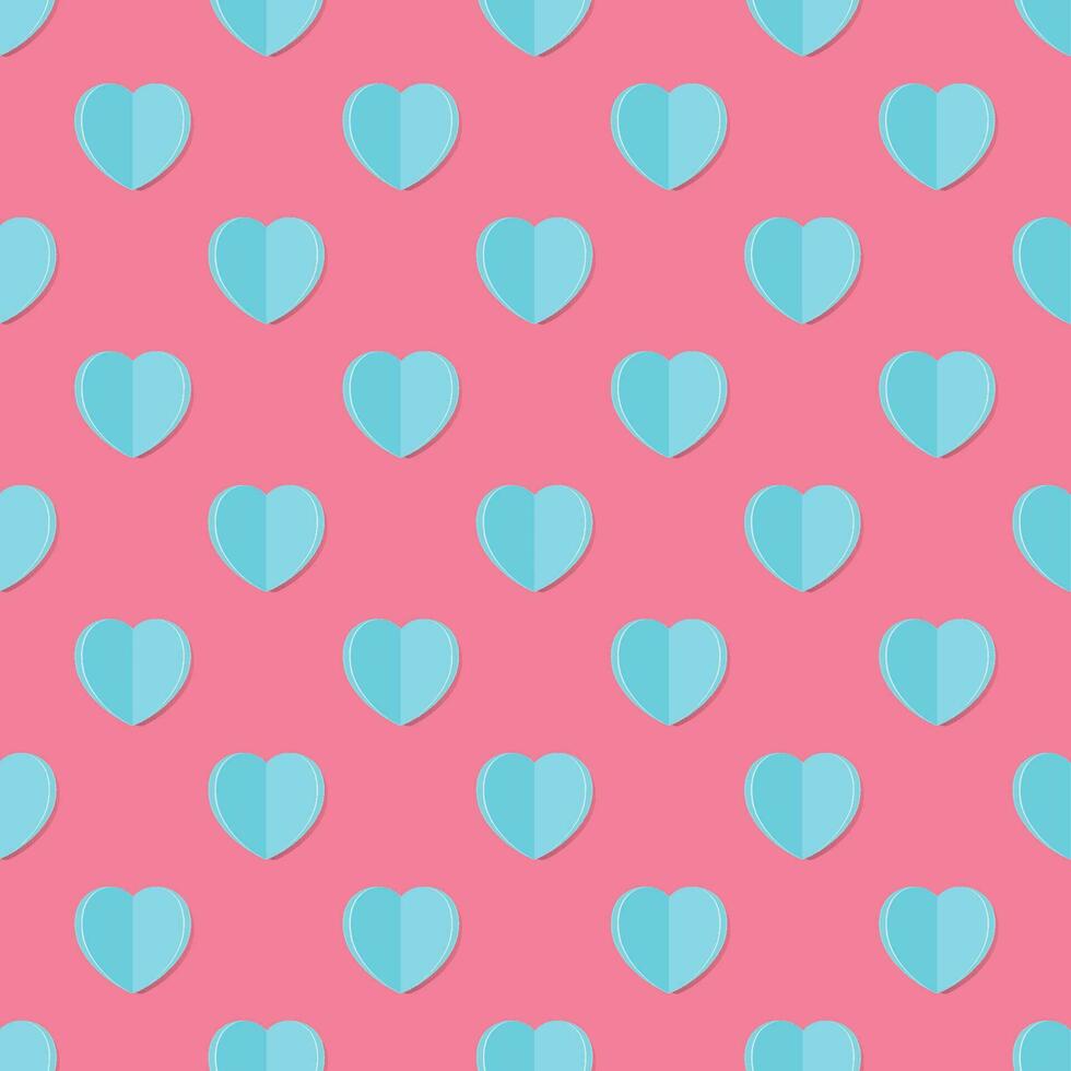 sky blue paper hearts shape seamless pattern background vector