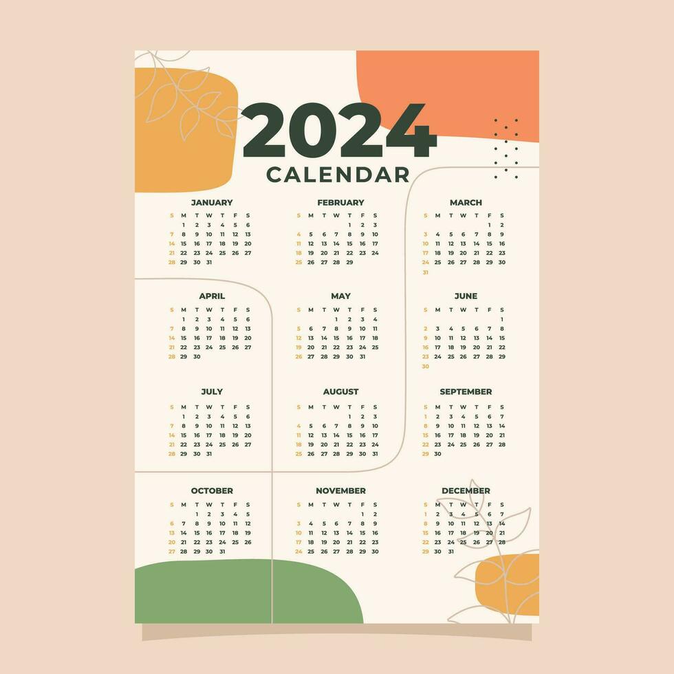 moderno resumen calendario 2024 geométrico diseño modelo vector