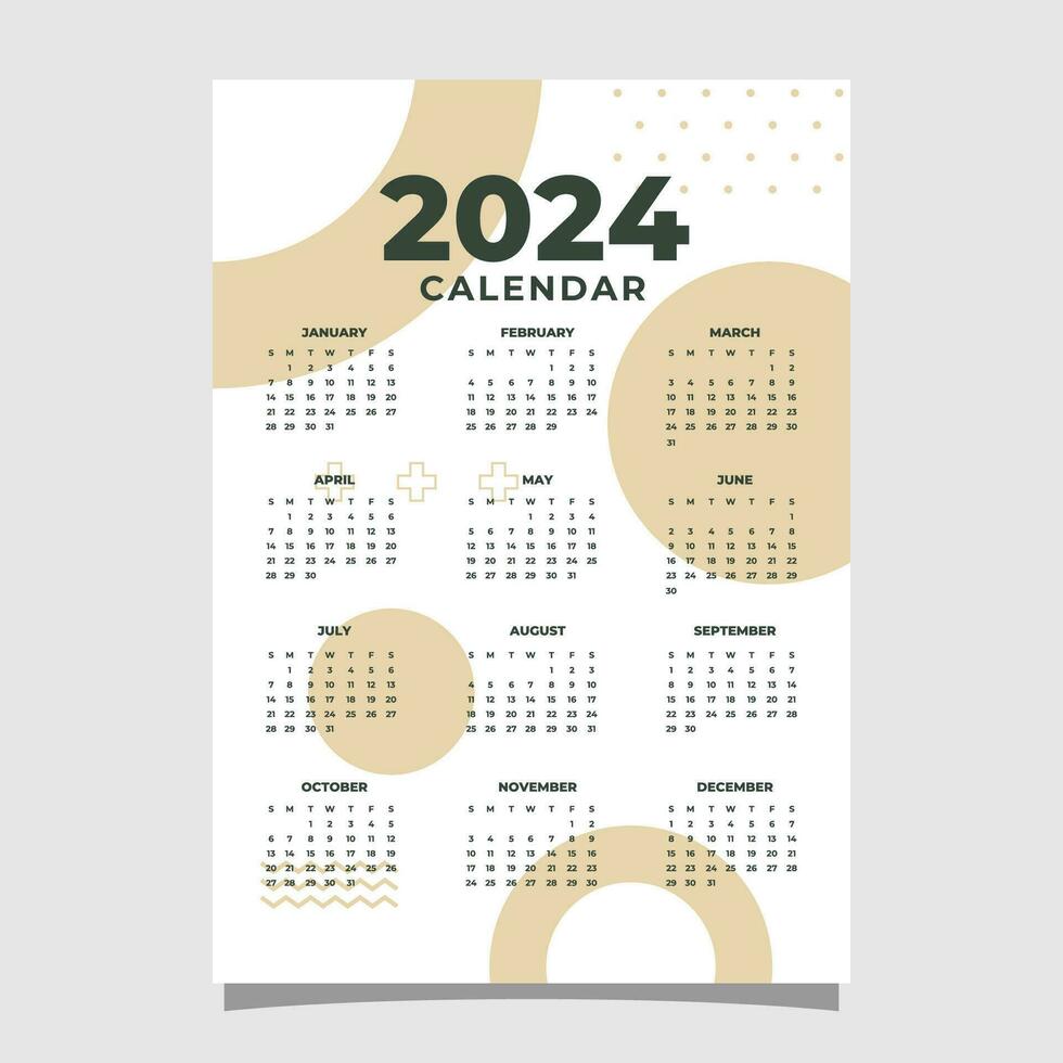 Calendar 2024 abstract geometric background design template vector