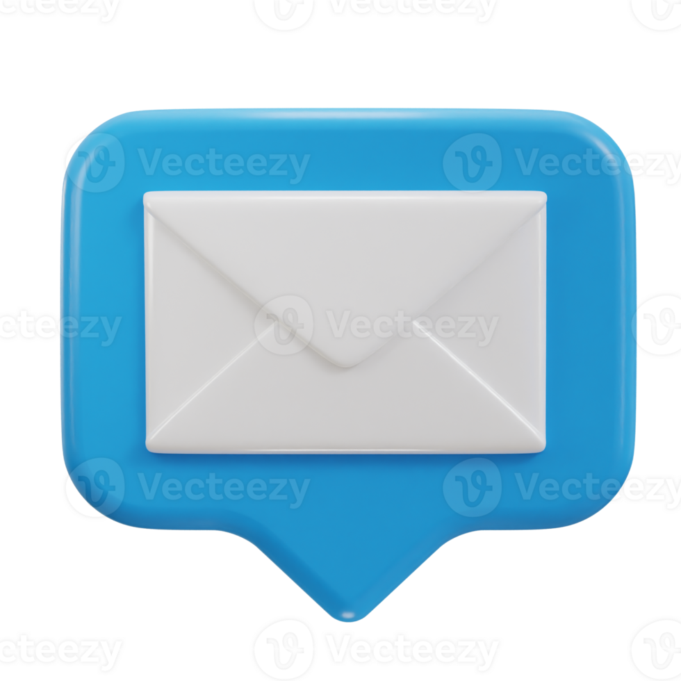 Mail message or envelope icon in 3d speech bubble icon png
