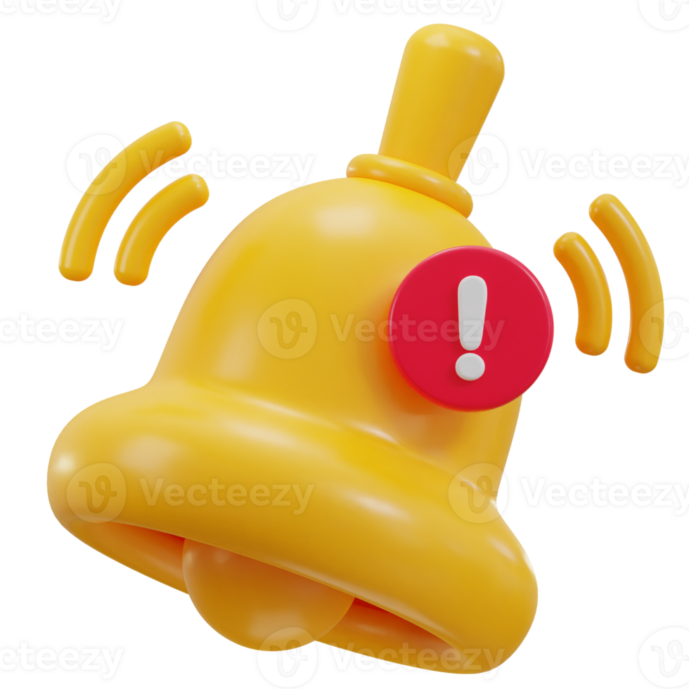 3d notification bell icon illustration png