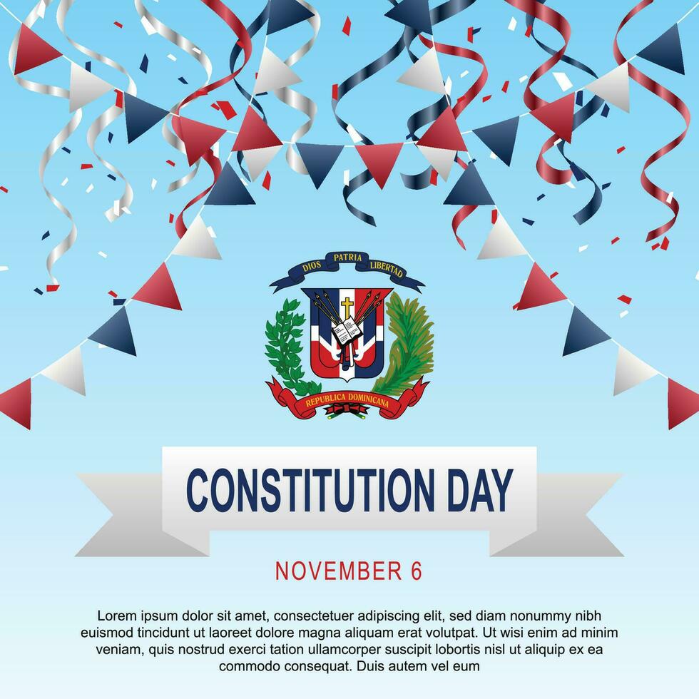 Constitution Day, Dominican Republic background. vector