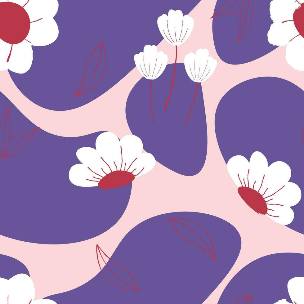 Abstract flat hand draw floral pattern background. Vector. vector