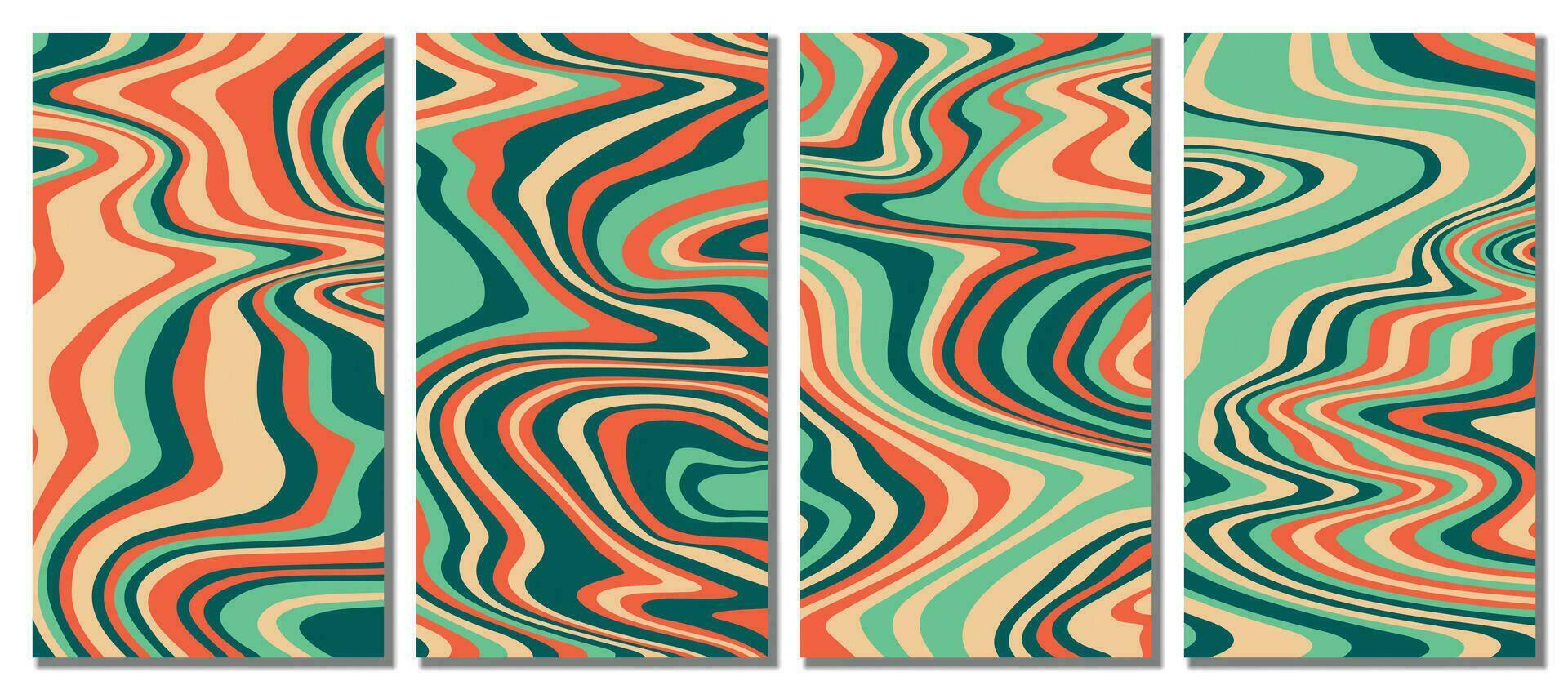 Abstract psychedelic groovy set background. vector