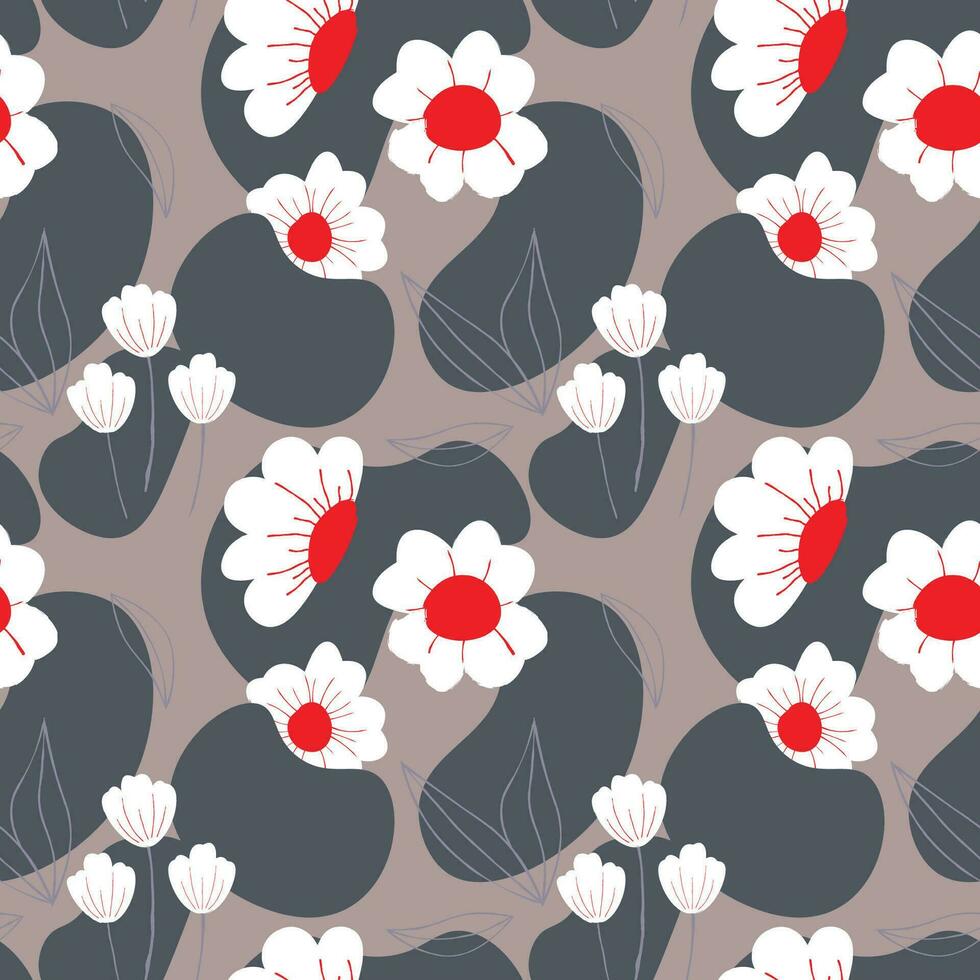 Abstract flat hand draw floral pattern background. Vector. vector