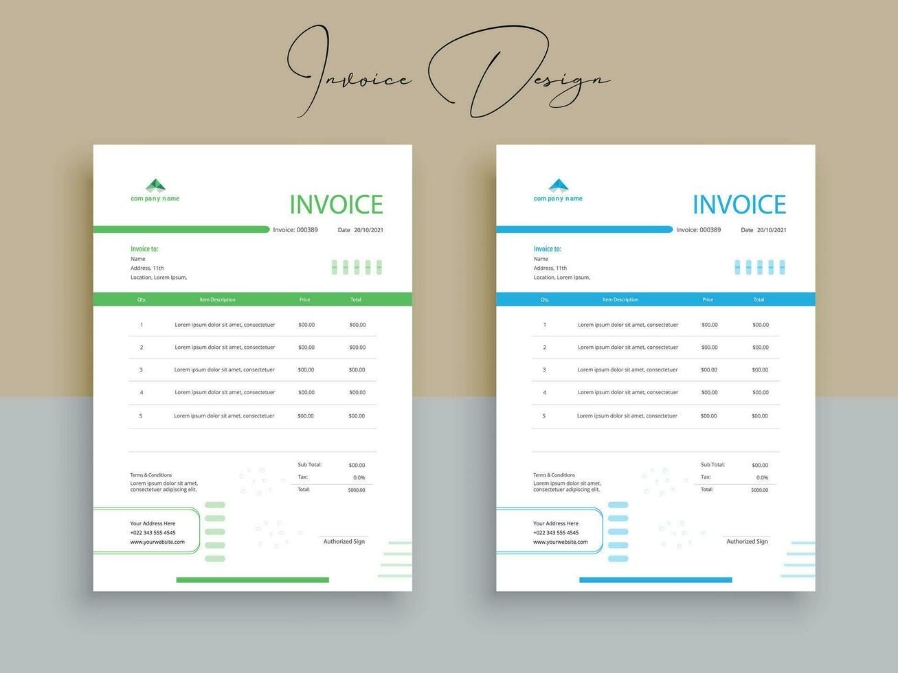 Invoice Design. Business invoice form template. money bills or pricelist and payment agreement design templates. vector