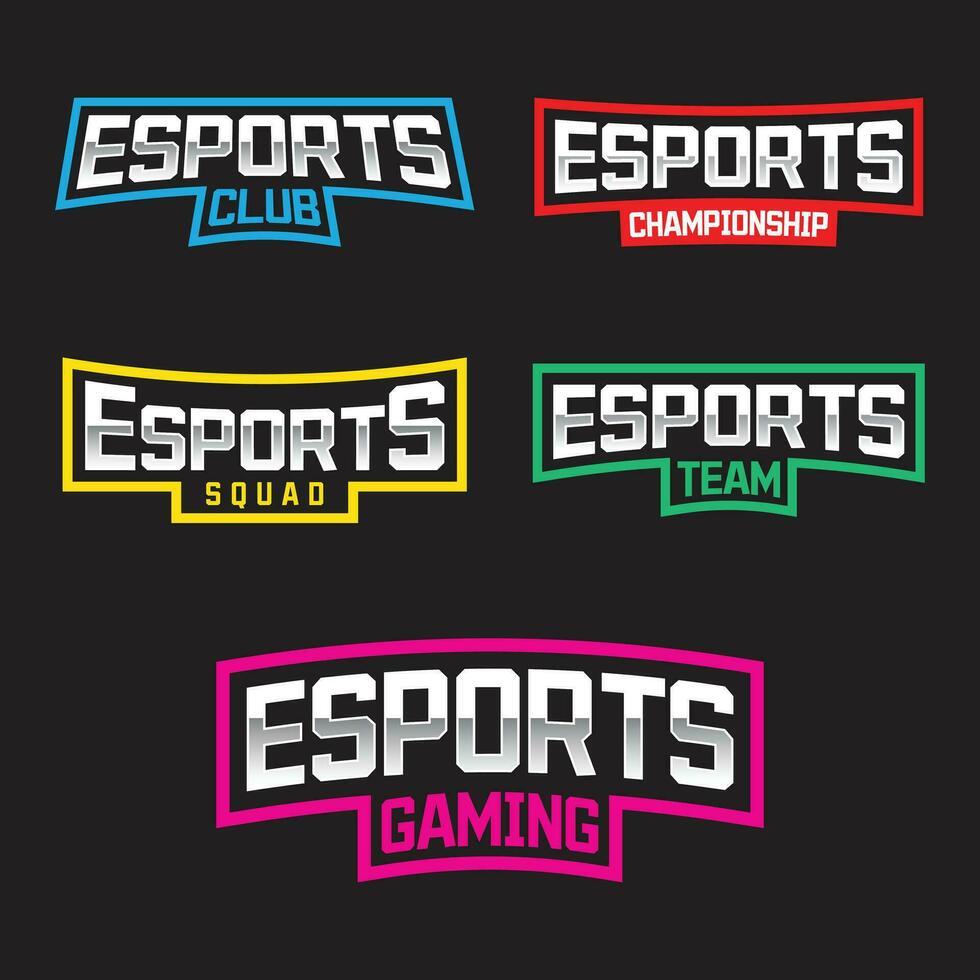 set of Esports text logos, and emblems collection vector