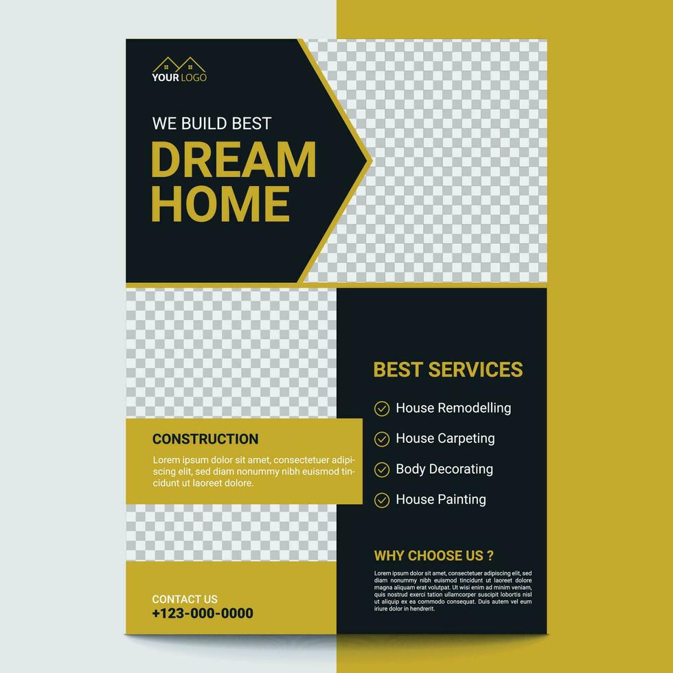 Modern brochure and home sale flyer design template, corporate real estate flyer design vector