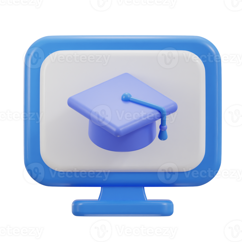 computadora monitor monitor y graduación gorra en línea educación icono png