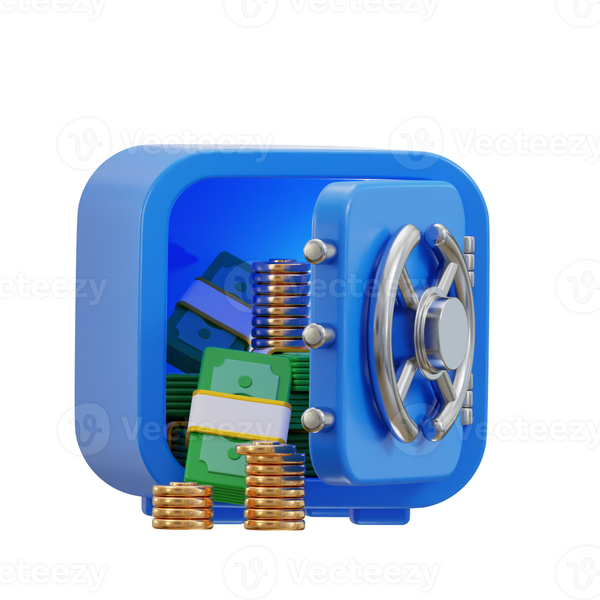 3d safe vault icon with money illustration 30772377 PNG