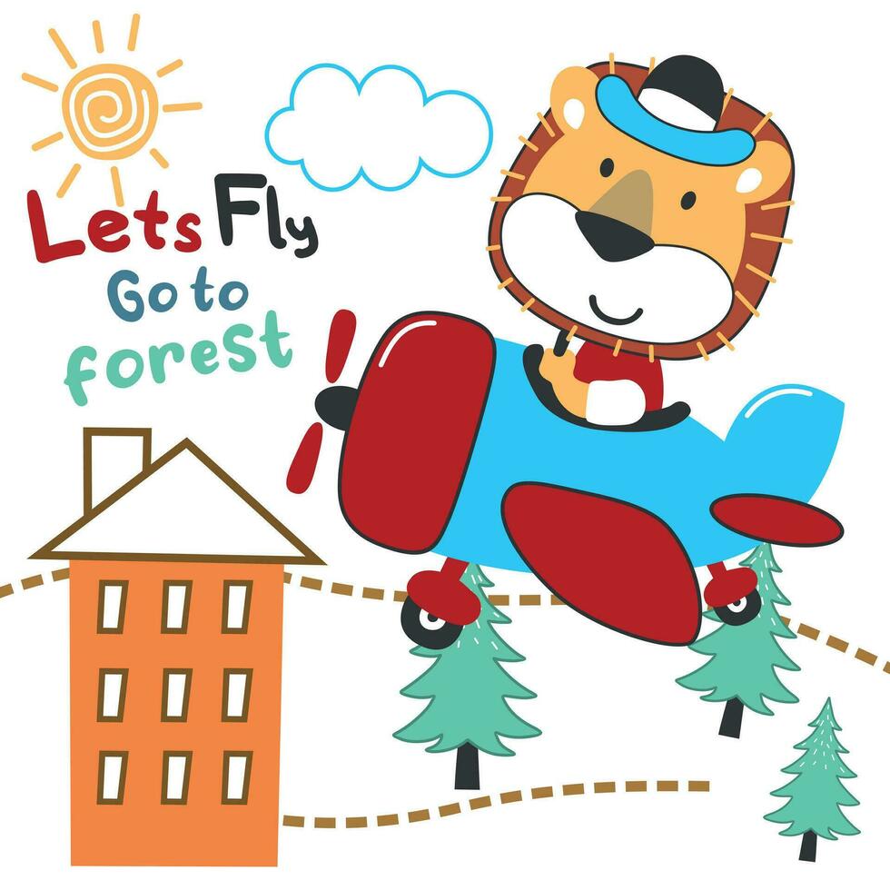 linda bebé animal volador en un avión. dibujos animados mano dibujado vector ilustración. lata ser usado para niños bebé t camisa impresión diseño, Moda gráfico, bebé ducha tarjeta, celebracion saludo y invitación tarjeta