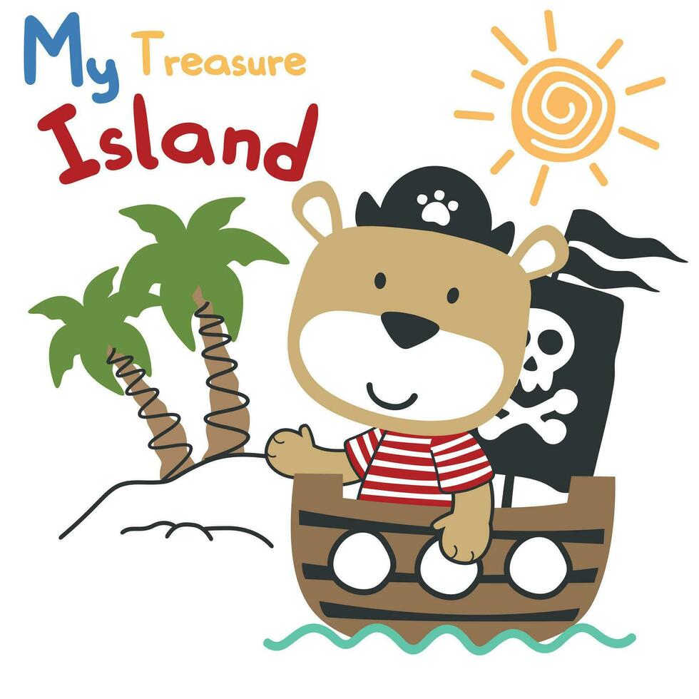 vector ilustración de gracioso oso pirata, adecuado para pegatinas y t camisas niños bebé, t camisa impresión diseño, Moda gráfico y otro decoración.