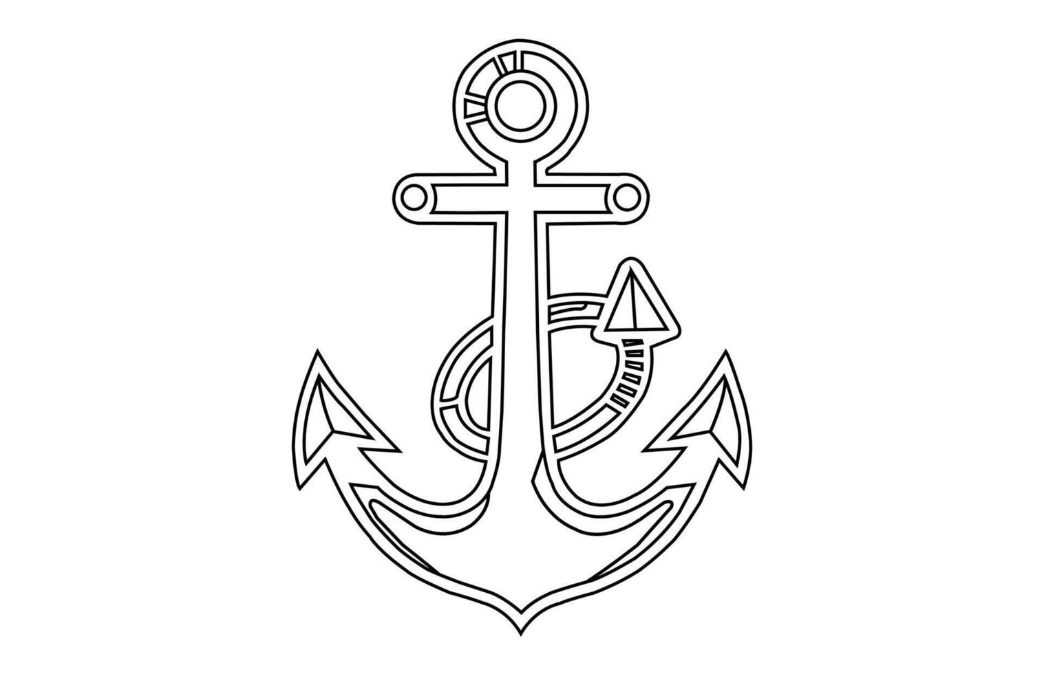 Anchors outline isolated on white, Hand drawn vector nautical anchor icon.