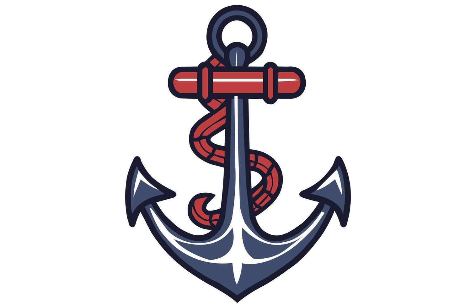 Anchor Flat Vector Illustration, Nautical anchor icon.