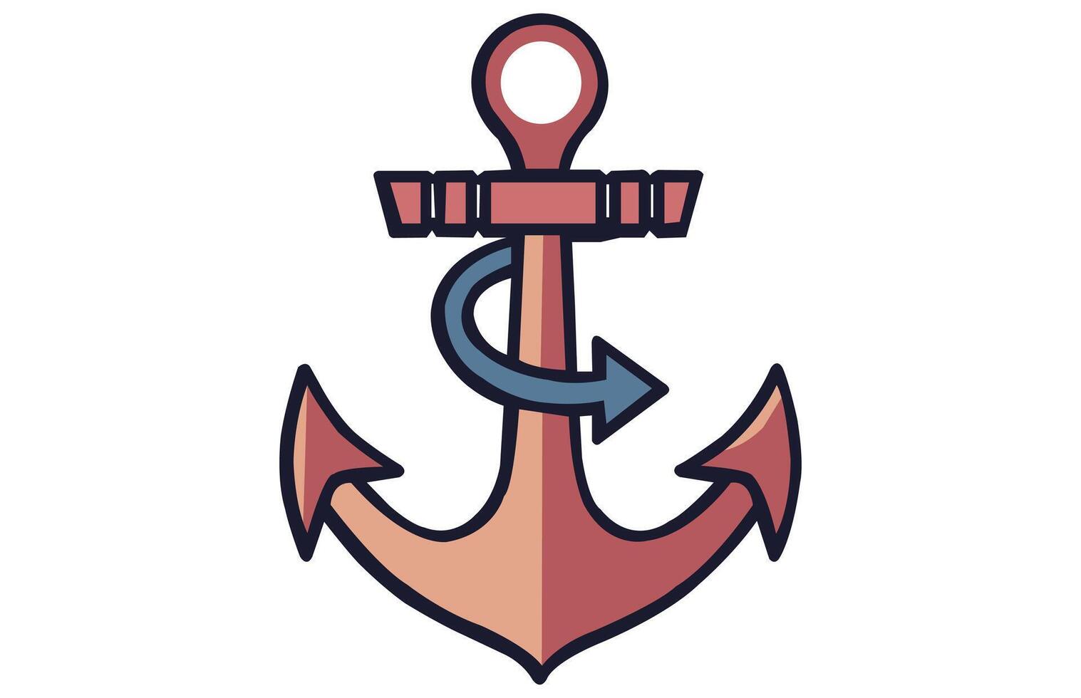 Anchor Flat Vector Illustration, Nautical anchor icon.