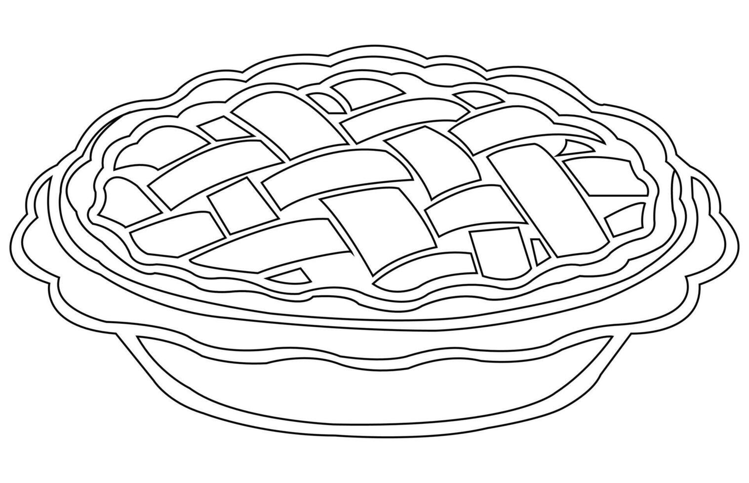 Apple Pie outline icon, Hand drawn vector outline of apple pie.