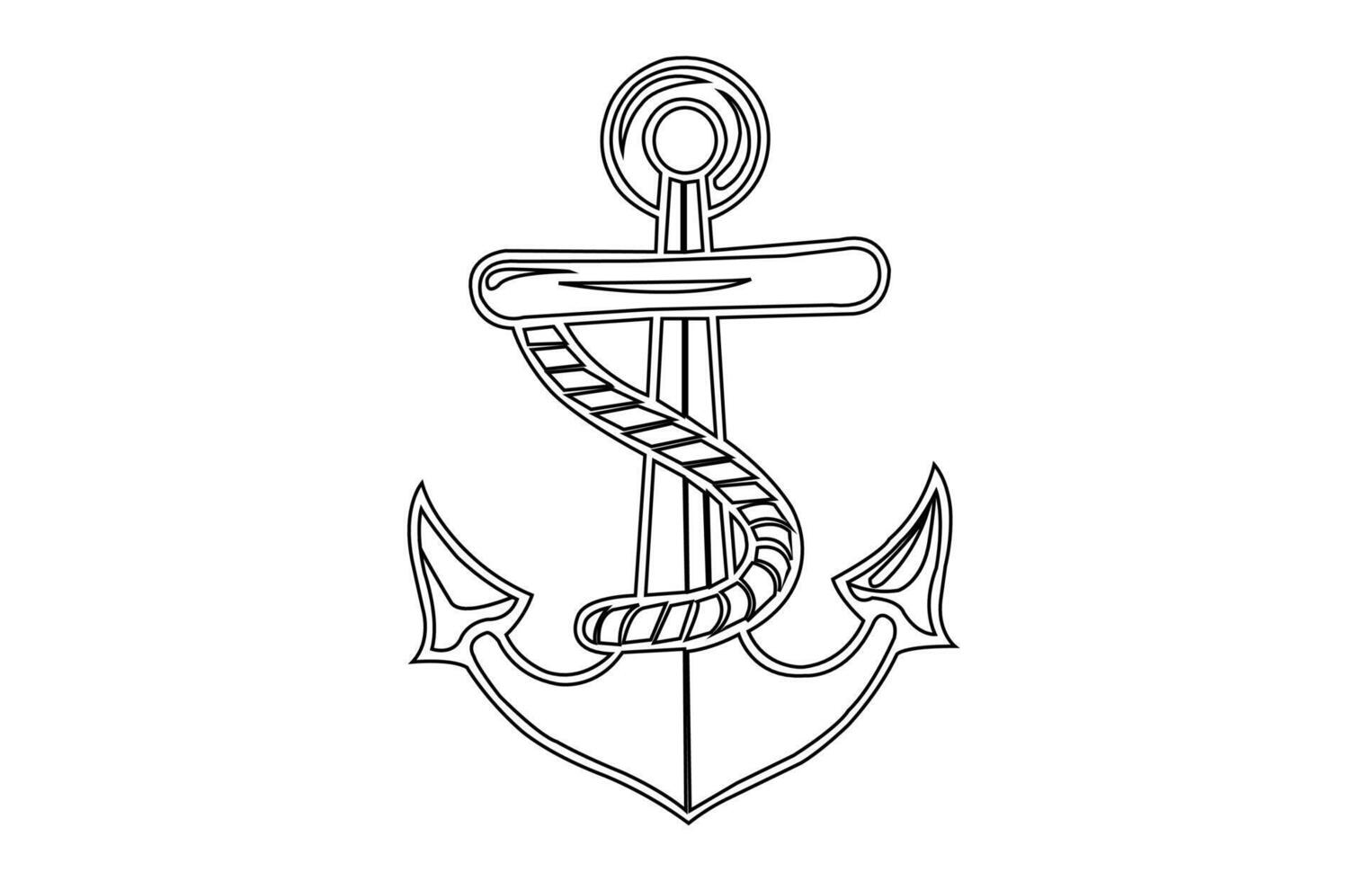 Anchors outline isolated on white, Hand drawn vector nautical anchor icon.