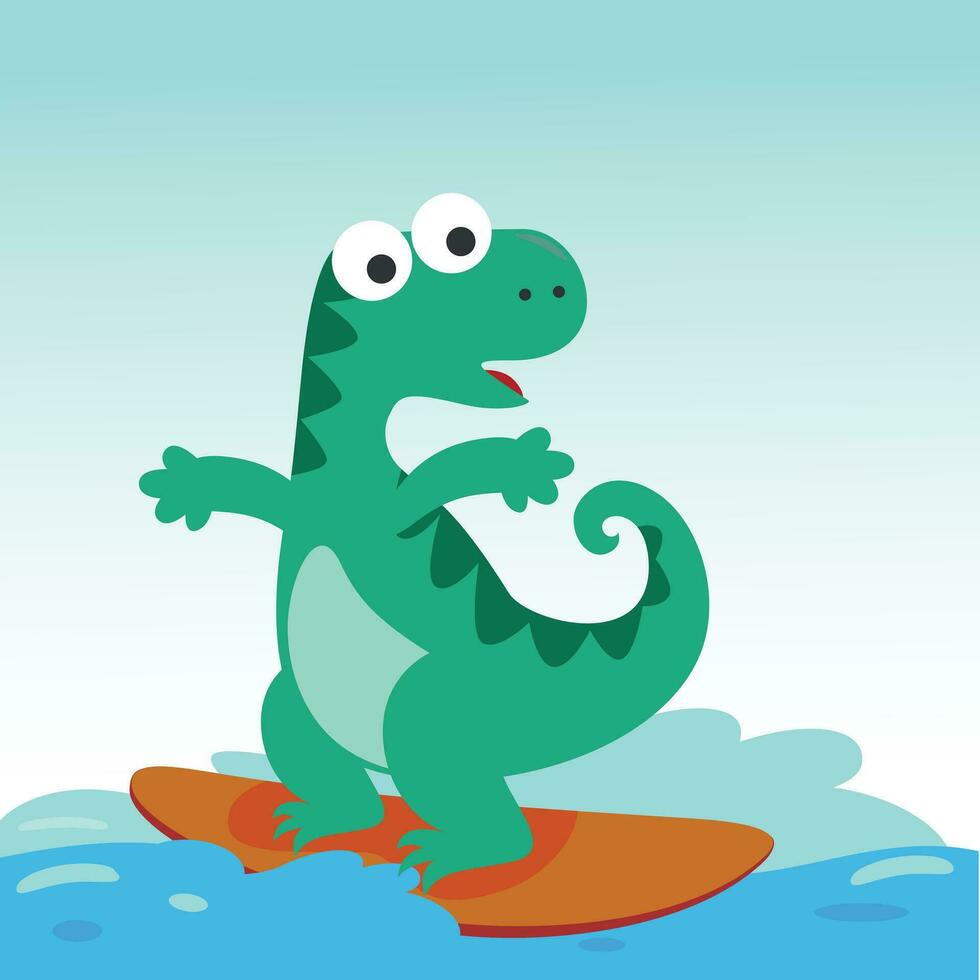 Surfing time with cute little dog at summer. Can be used for t-shirt printing, children wear fashion designs, baby shower invitation cards and other decoration. vector