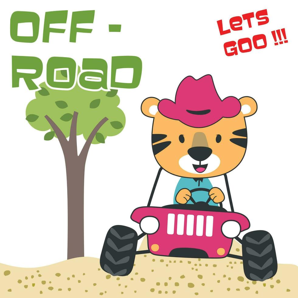 vector ilustración de linda pequeño oso en un apagado la carretera coche Vamos a bosque, lata ser usado para camiseta imprimir, niños tener puesto, invitación tarjeta. tela, textil, guardería fondo de pantalla, póster y otro decoración.