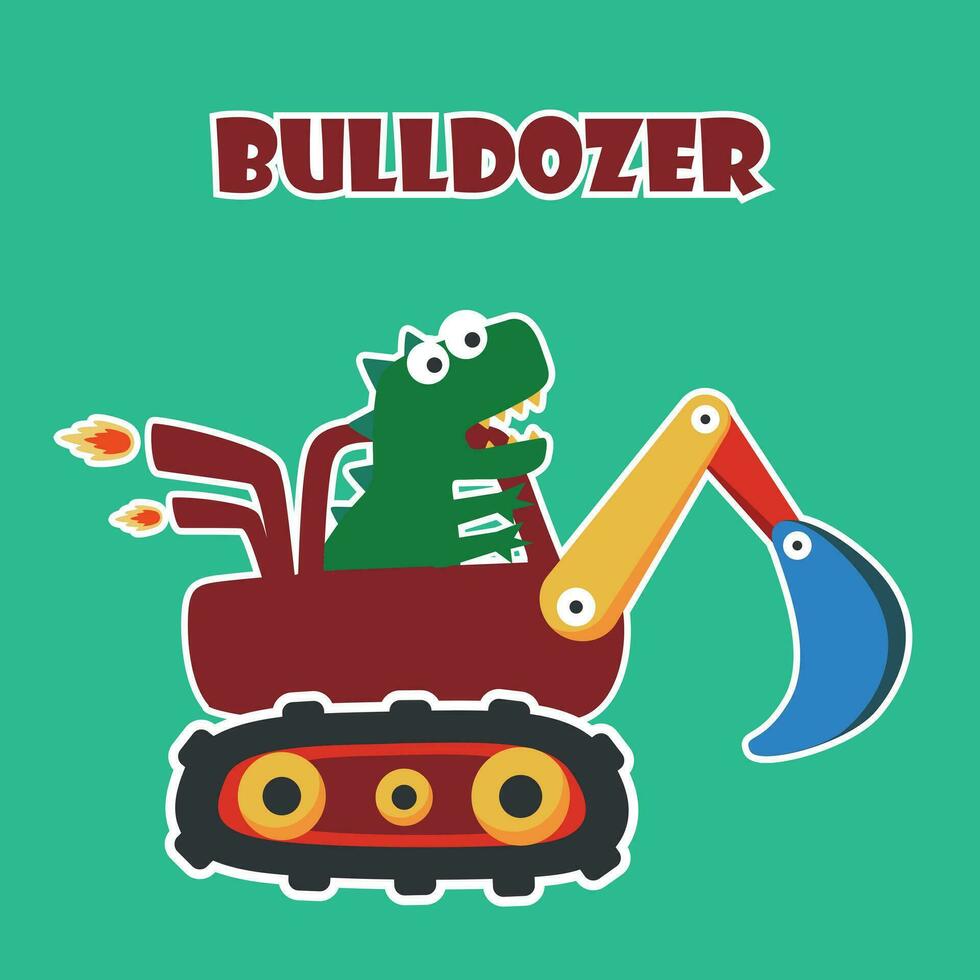 Vector illustration of heavy tool with cute dinosaurs, Can be used for t-shirt print, kids wear fashion design, fabric textile, nursery wallpaper and other decoration.