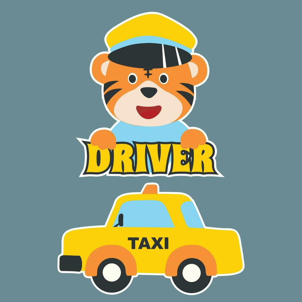 animal Taxi conductor, vector dibujos animados ilustración. creativo vector infantil antecedentes para tela, textil, guardería fondo de pantalla, póster, tarjeta, folleto. y otro decoración.