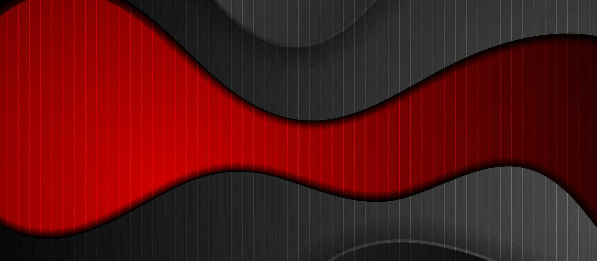 High contrast red black abstract tech corporate wavy background vector