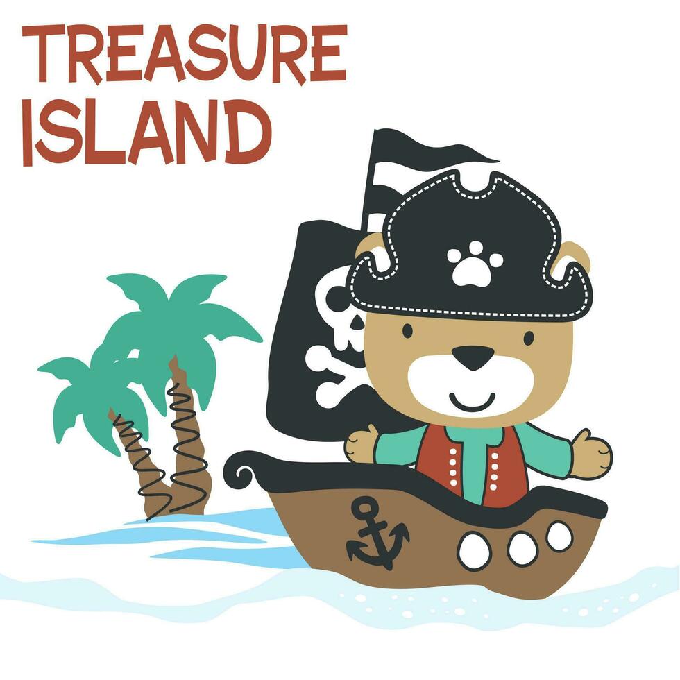 Vector illustration of funny bear pirate, suitable for stickers and t shirts kids baby, t shirt print design, fashion graphic and other decoration.