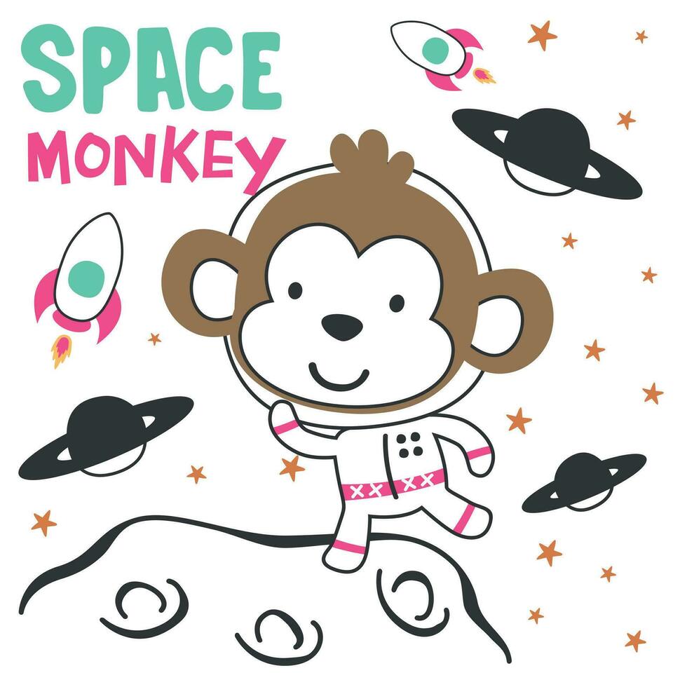 vector ilustración de linda dibujos animados astronautas pequeño animal en espacio, adecuado para pegatinas y t camisas niños bebé, t camisa impresión diseño, Moda gráfico y otro decoración.