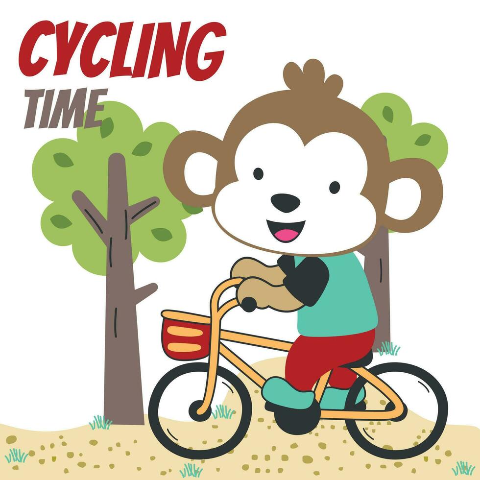 linda oso montando un bicicleta. de moda niños gráfico. vector ilustración. camiseta diseño para niños. diseño elementos para niños.