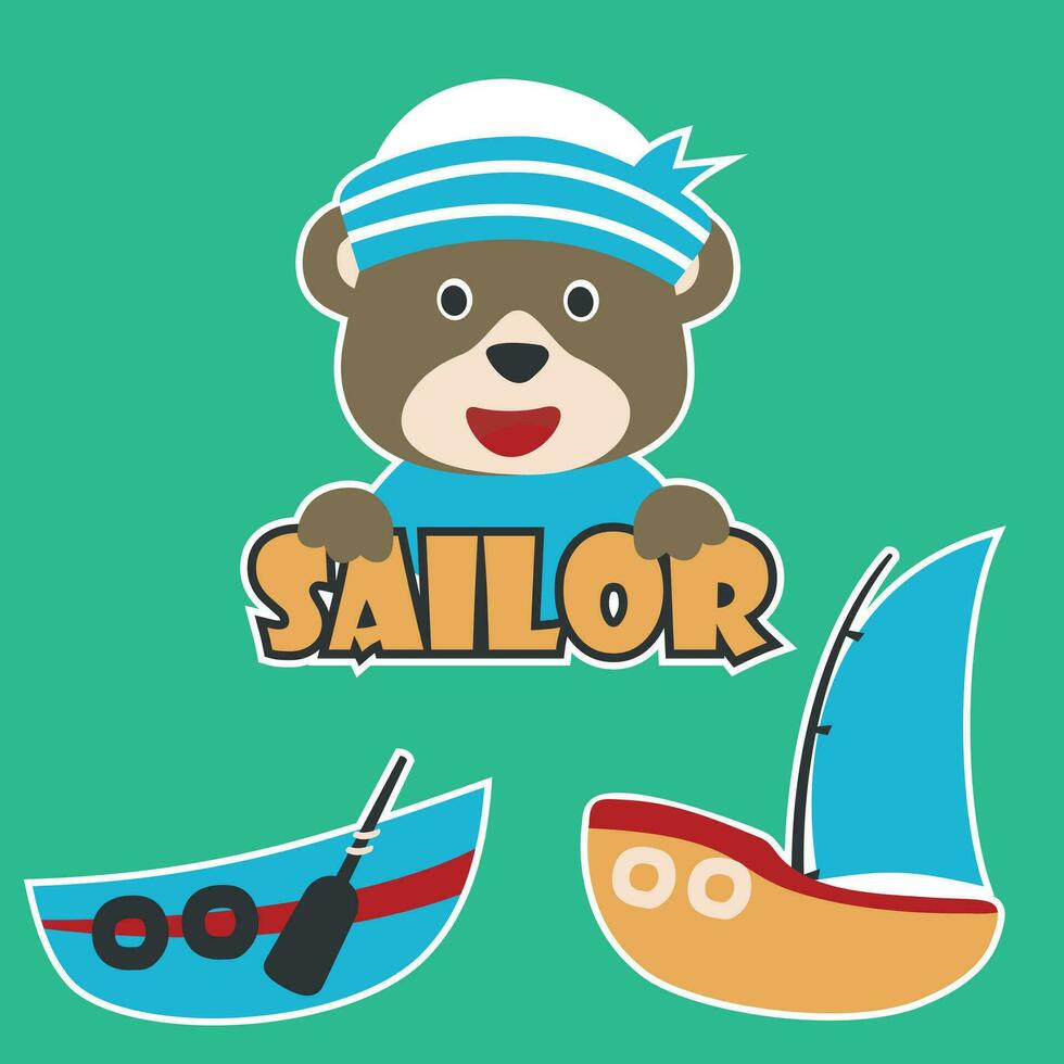 Cute little sailor vector illustration with cartoon style. Creative vector childish background for fabric, textile, nursery wallpaper, poster, card, brochure. and other decoration.