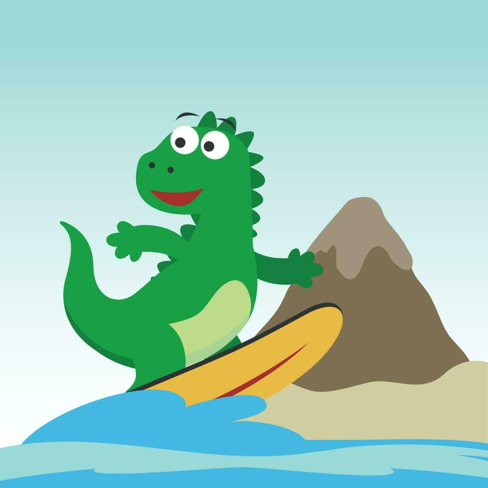 Surfing time with cute little dog at summer. Can be used for t-shirt printing, children wear fashion designs, baby shower invitation cards and other decoration. vector