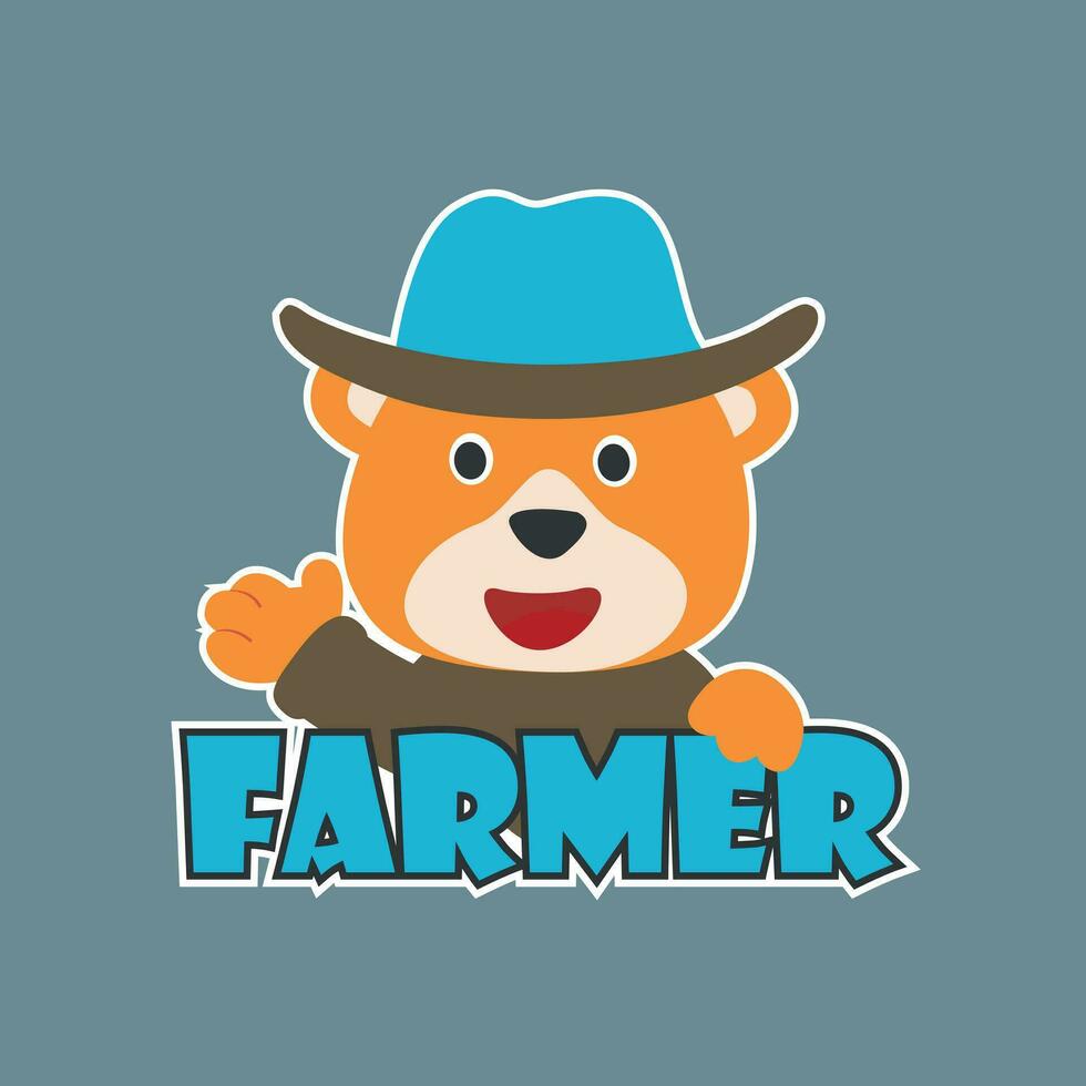 Cute junior farmer. Cartoon hand drawn vector illustration. Can be used for t-shirt print, kids wear fashion design, invitation card. fabric, textile, nursery wallpaper, poster and other decoration.