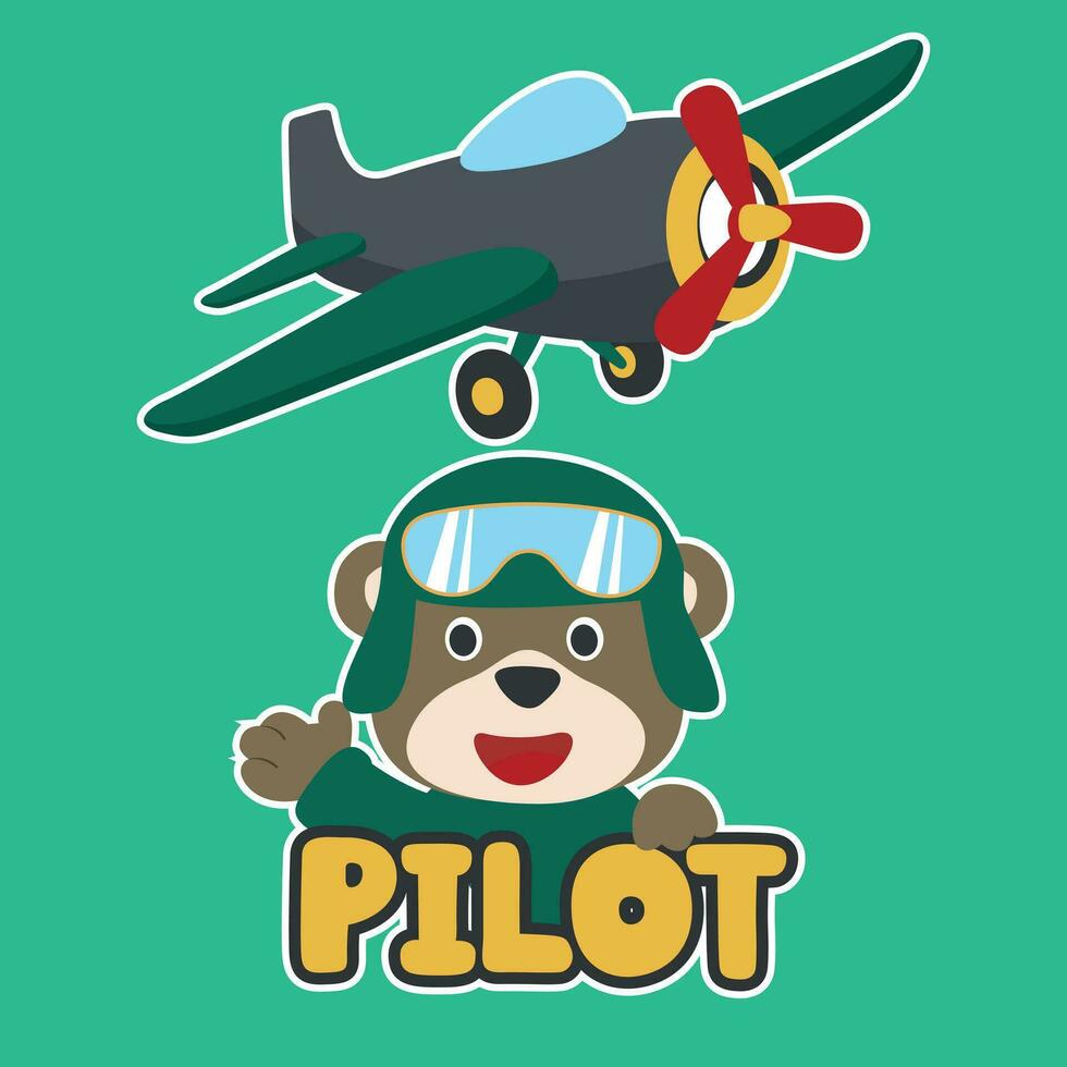Cute little pilot vector illustration with cartoon style. Creative vector childish background for fabric, textile, nursery wallpaper, poster, card, brochure. and other decoration.