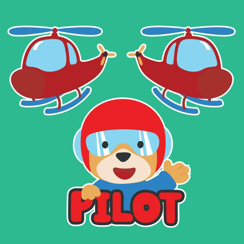 Cute little pilot vector illustration with cartoon style. Creative vector childish background for fabric, textile, nursery wallpaper, poster, card, brochure. and other decoration.