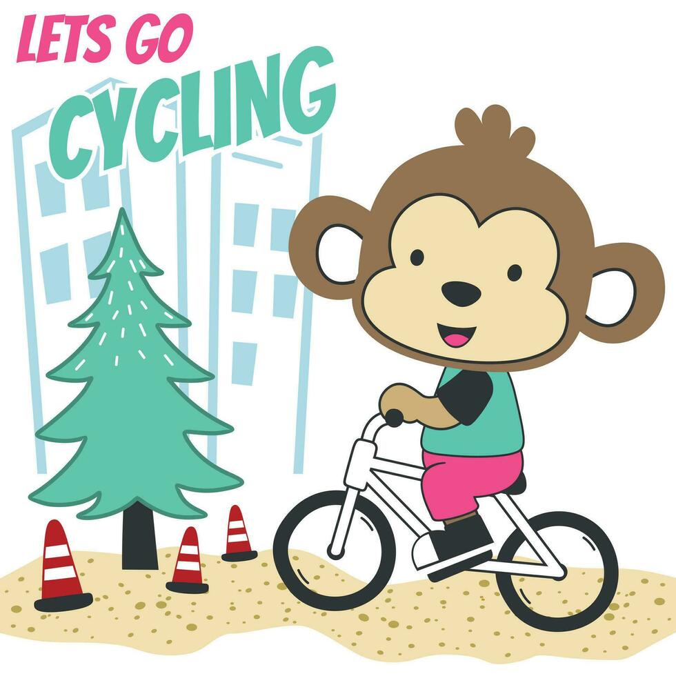 linda oso montando un bicicleta. de moda niños gráfico. vector ilustración. camiseta diseño para niños. diseño elementos para niños.