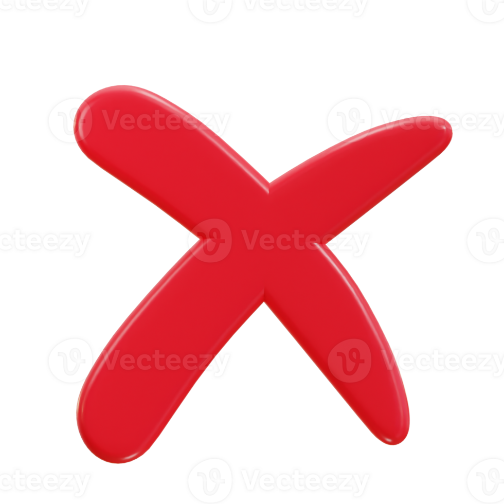 cross icon, rejection symbol 3d icon png