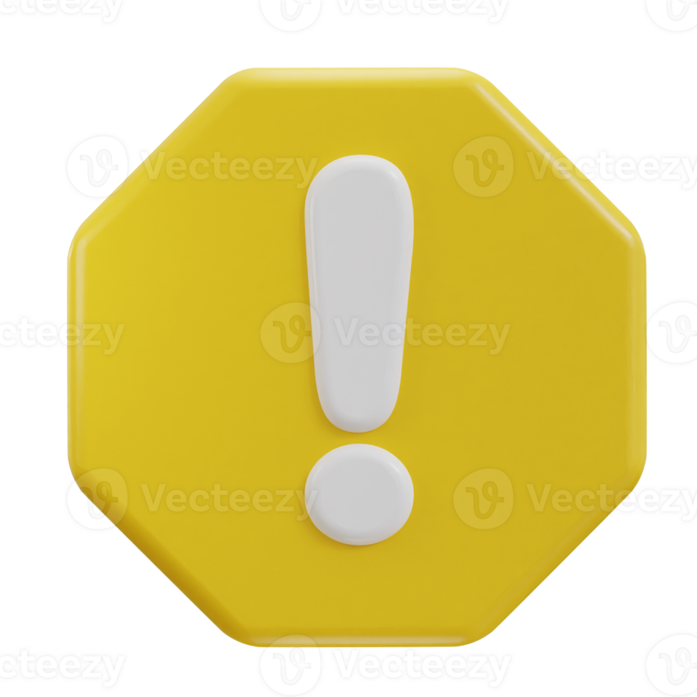 3d exclamation sign warning or danger risk message alert problem icon png