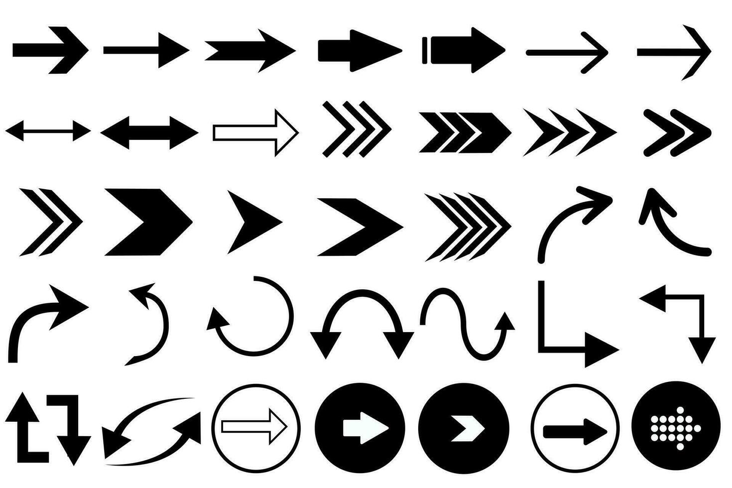 flechas . flechas conjunto de 35 negro iconos flecha icono. flecha vector recopilación. flecha. cursor. moderno sencillo flechas vector ilustración.