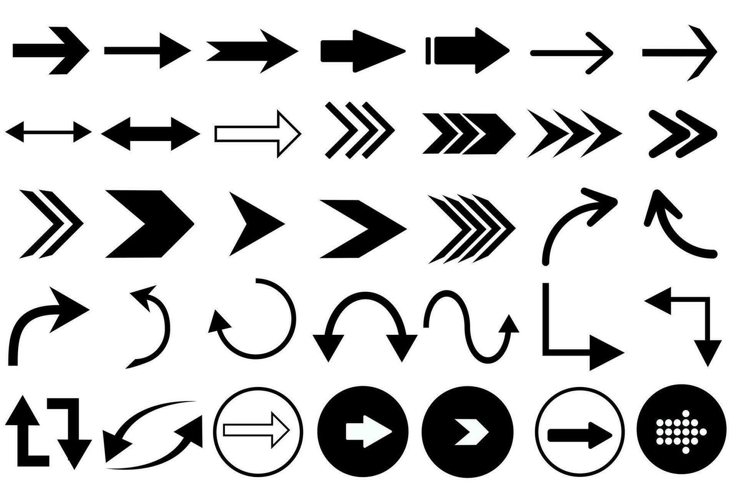 Arrows . Arrows set of 35 black icons. Arrow icon. Arrow vector collection. Arrow. Cursor. Modern simple arrows. Vector illustration.