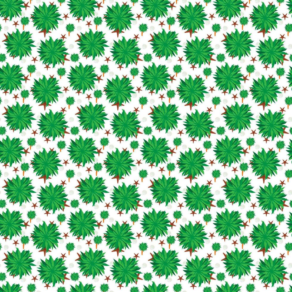 Vector seamless tropical pattern with palm tree on white background. Vector  floral illustration