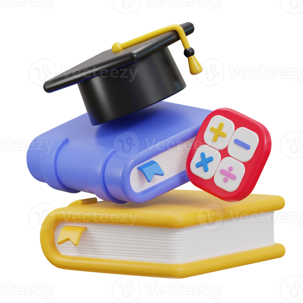 stack of colorful books education 3d icon png