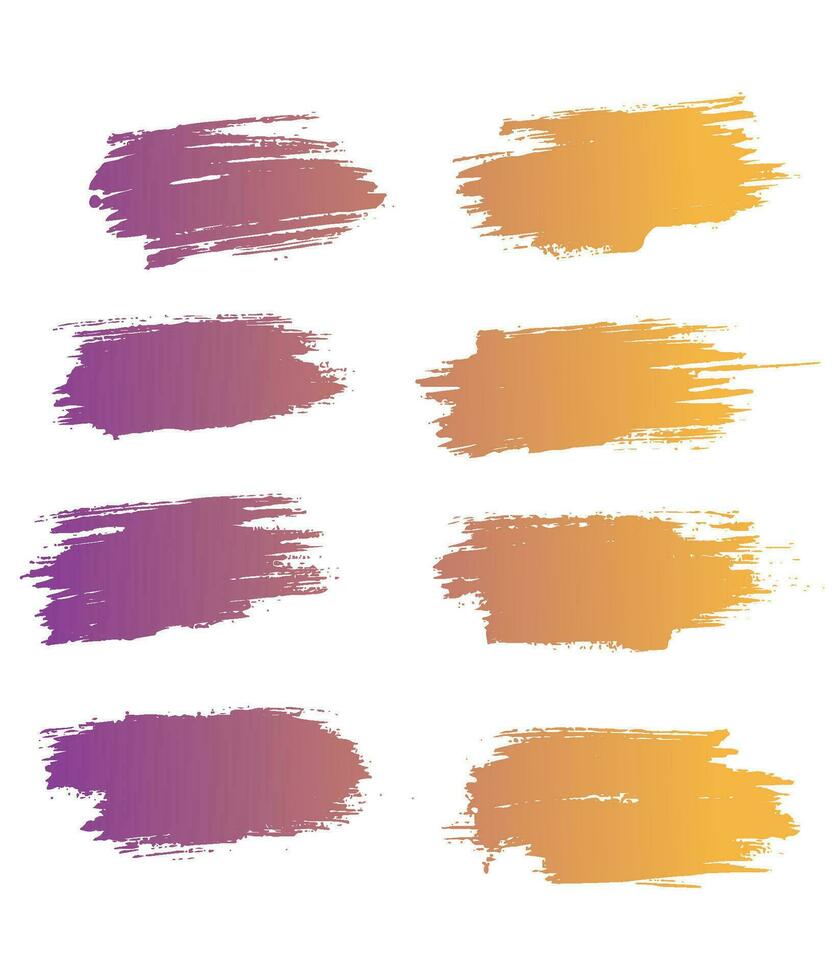 Paint ink grunge dirty brush stroke set vector