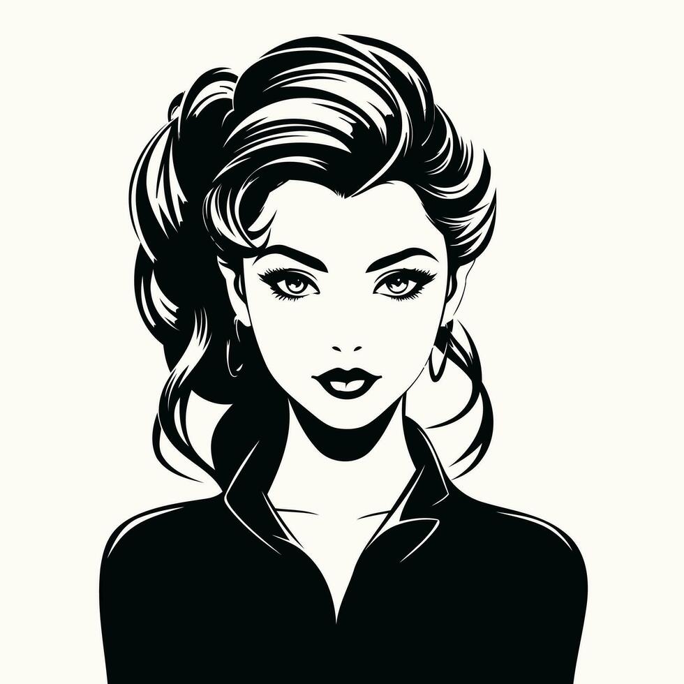 Beautiful woman in black and white. Vector illustration. Fashion girl.