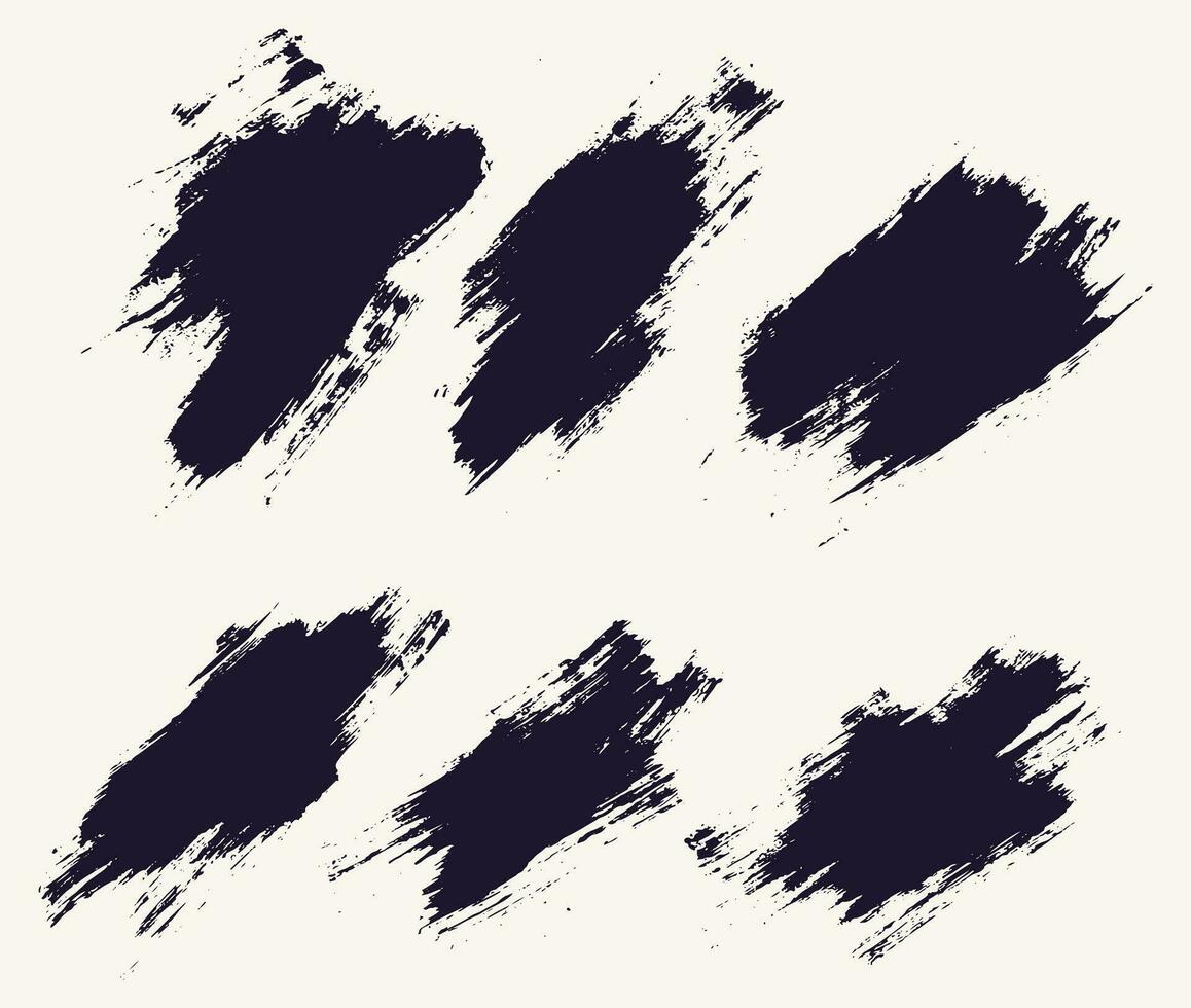 Paint ink grunge set of vector brush stroke line