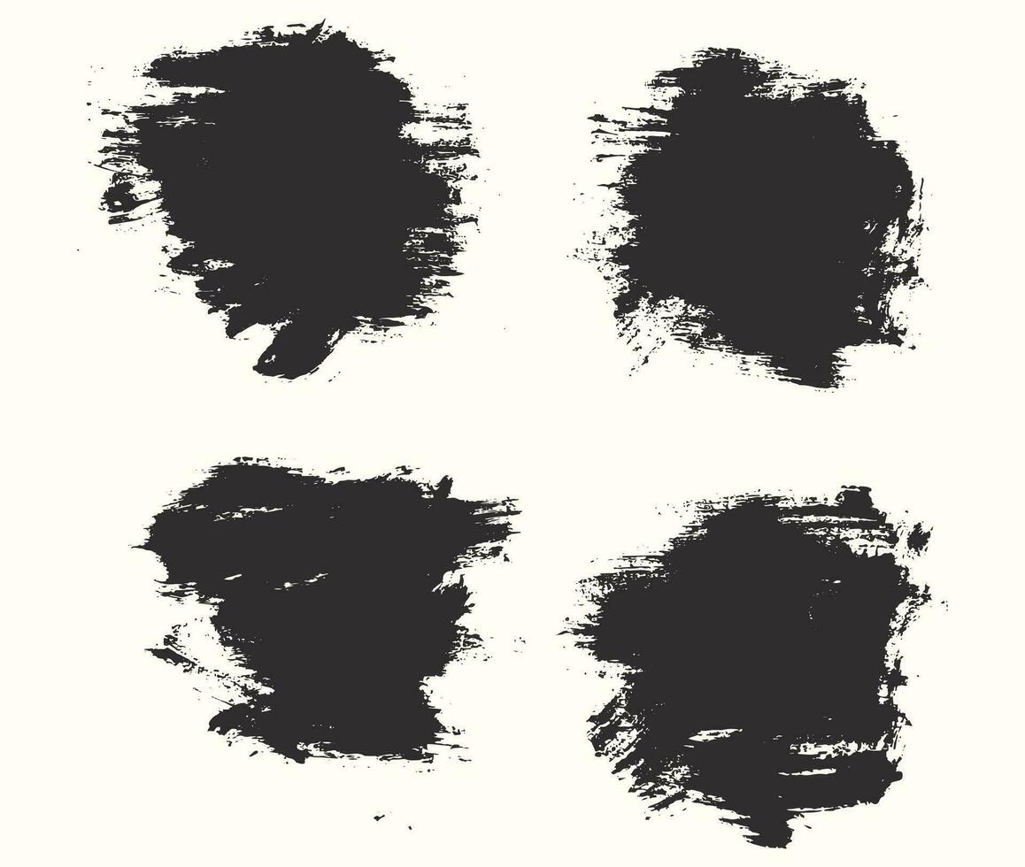 Paint ink brush stroke lines set vector