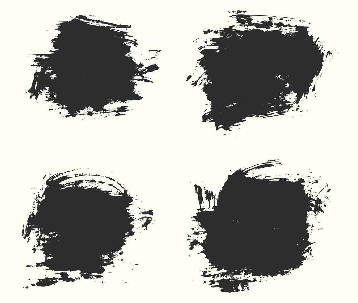 Vector paint set of different grunge brush stroke