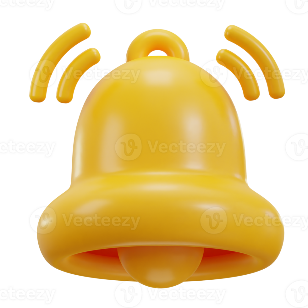 3d notification bell icon illustration png